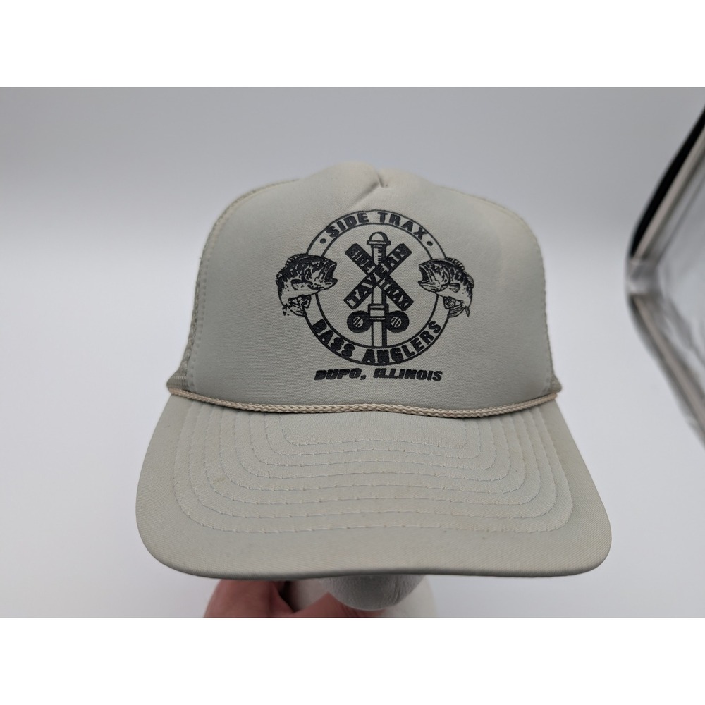 VTG Side Trax Bass Anglers Dupo Illinois Trucker Hat Gray Nissin Cap Snapback